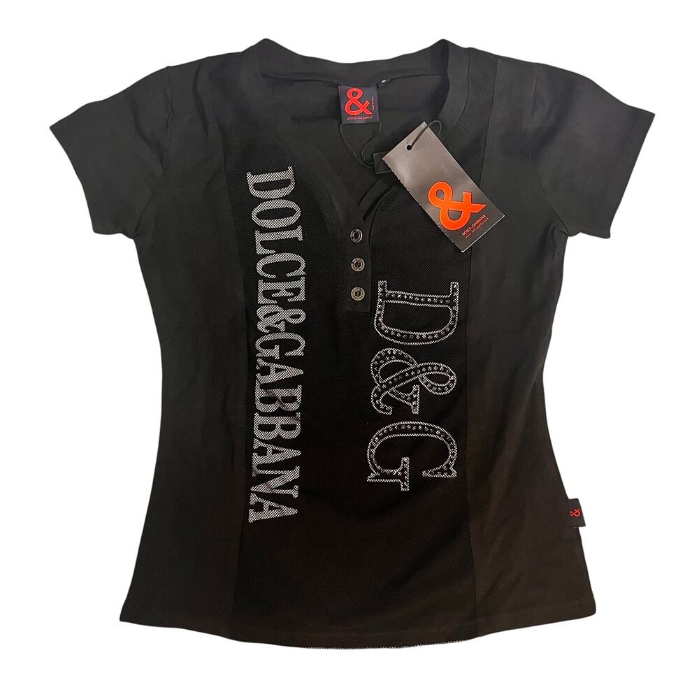 Dolce & Gabbana D&G Black T-Shirt Vintage Y2K Women's Size S - EXCELLENT